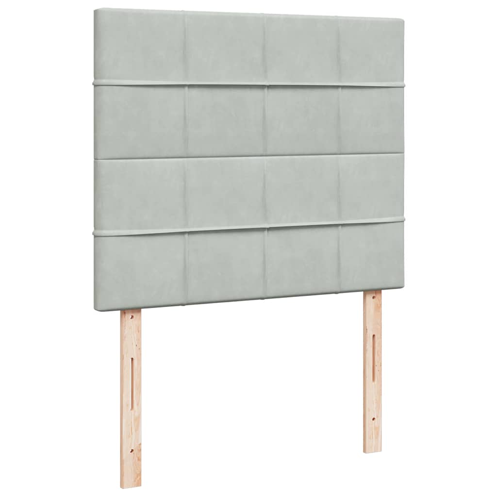 Okvir za krevet s madracima svjetlosivi 120x190 cm baršunasti