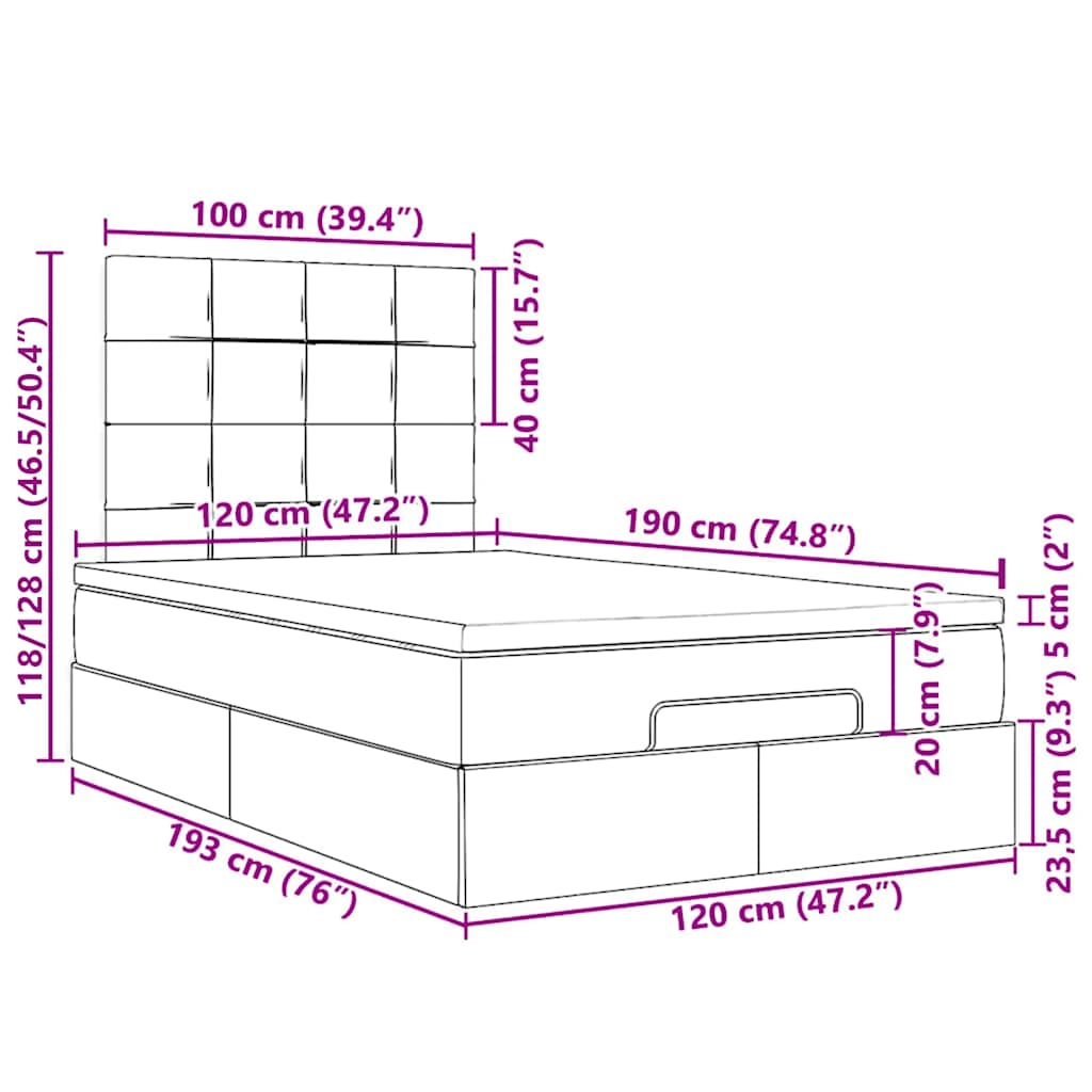 Okvir za krevet s madracima svjetlosivi 120x190 cm baršunasti