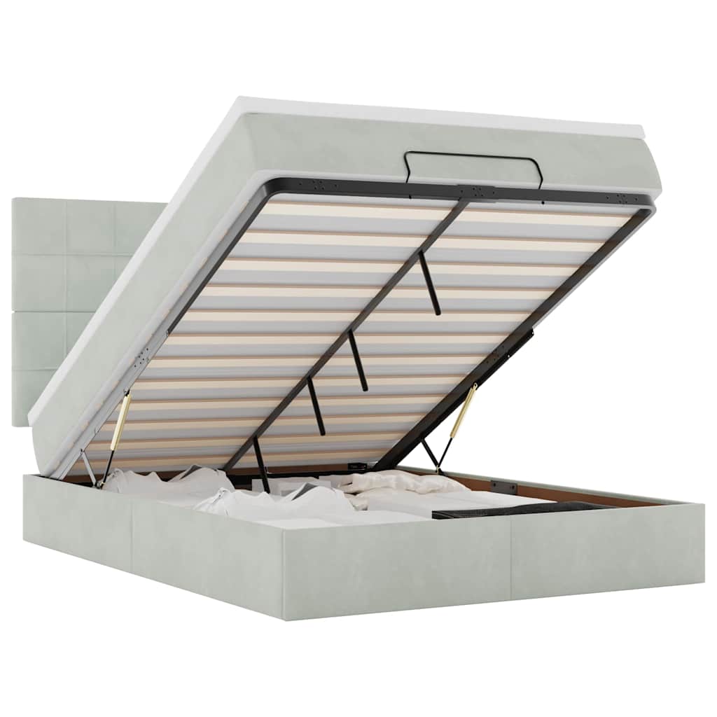 Otomanski krevet s madracima svijetlosivi 140x190 cm baršunasti