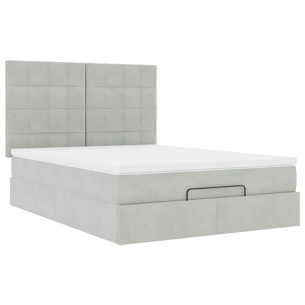 Otomanski krevet s madracima svijetlosivi 140x190 cm baršunasti