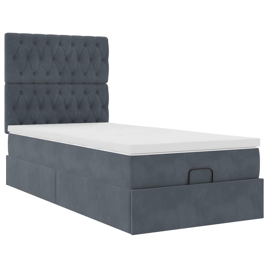 Okvir kreveta s madracima tamnosivi 100x200cm baršunasti