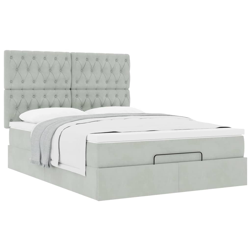 Otomanski krevet s madracima svijetlosivi 140x190 cm baršunasti