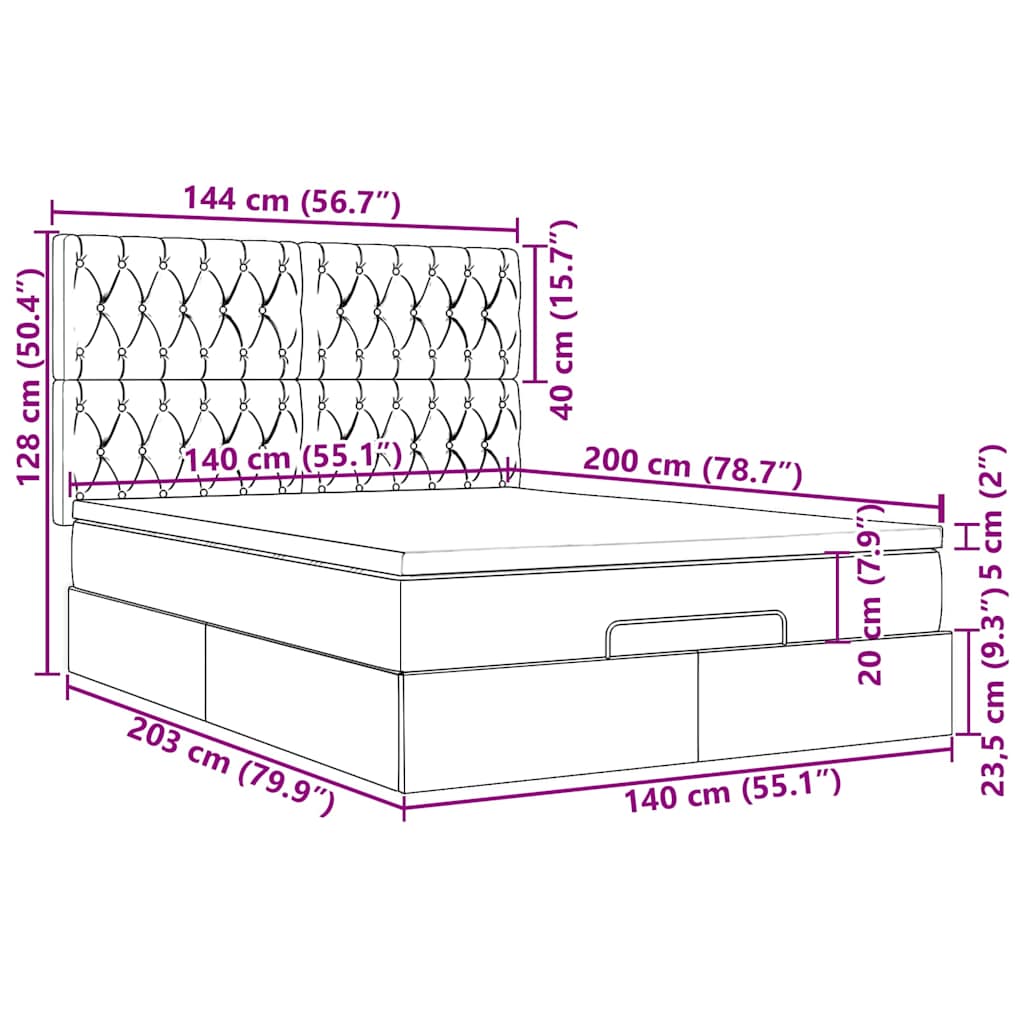 Otomanski krevet s madracima svijetlosivi 140x200 cm baršunasti