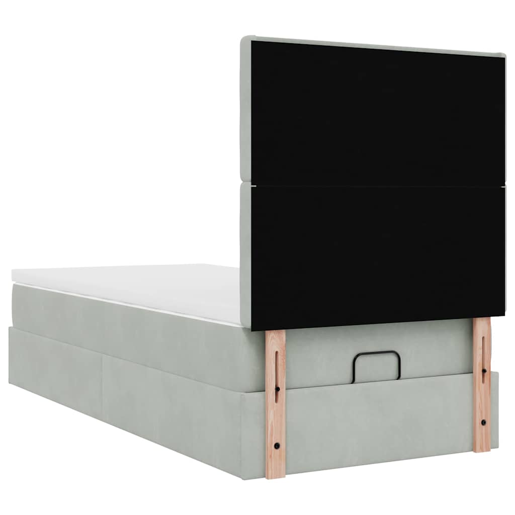 Okvir za krevet s madracima svjetlosivi 80x200 cm baršunasti