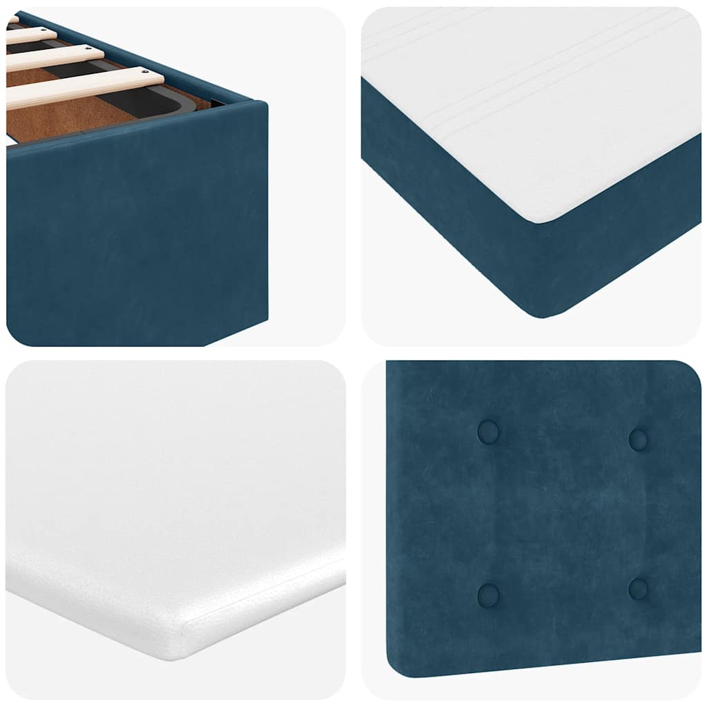 Okvir kreveta s madracima tamnoplavi 90x200cm baršunasti