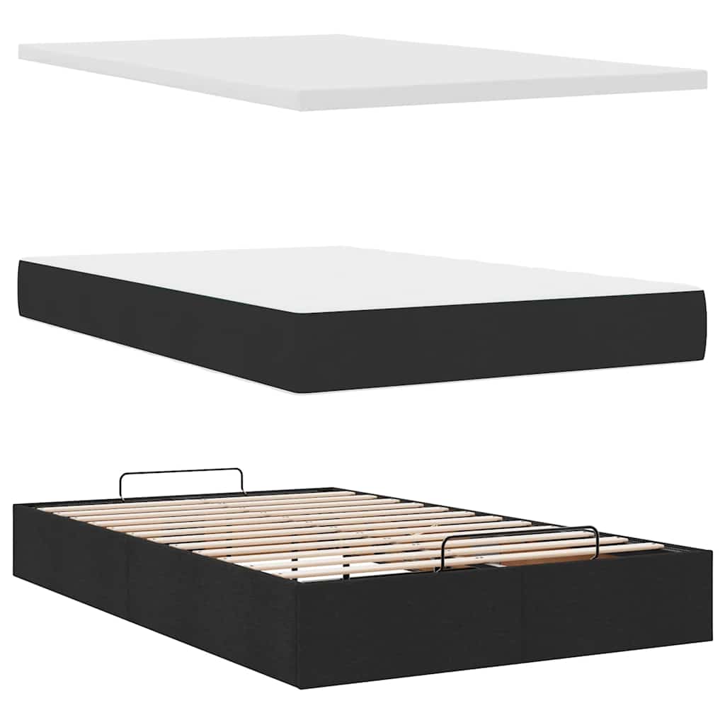 Otomanski krevet s madracima crni 120x200 cm baršunasti