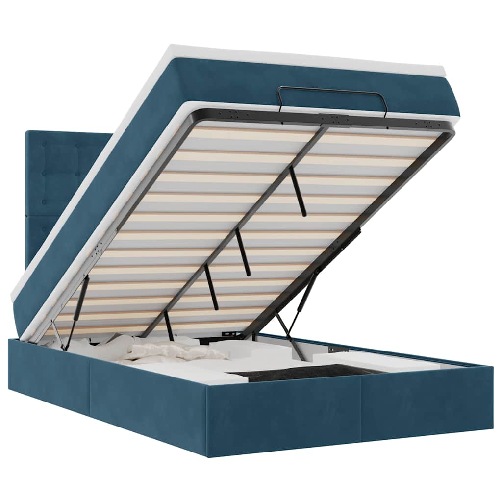 Okvir kreveta s madracima tamnoplavi 120x200 cm baršunasti
