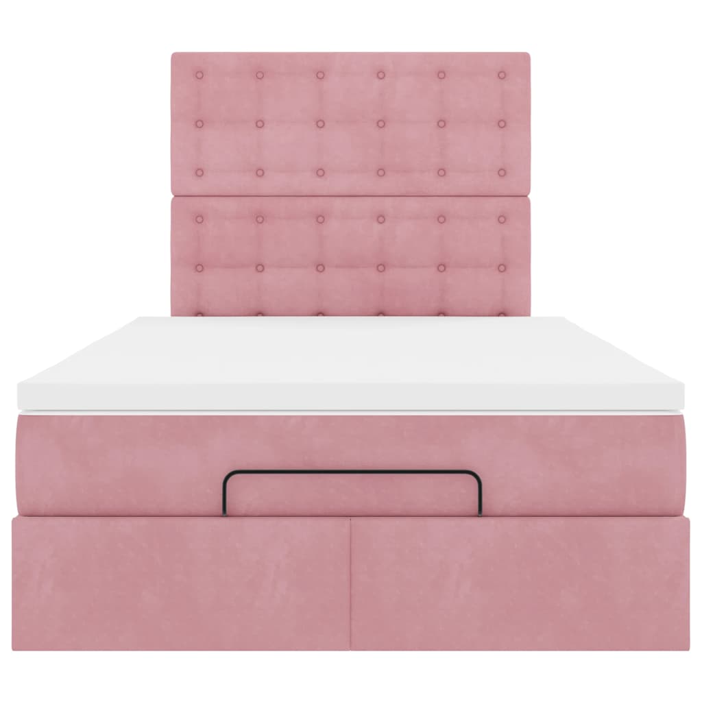 Okvir kreveta s madracima ružičasti 120x200cm baršunasti