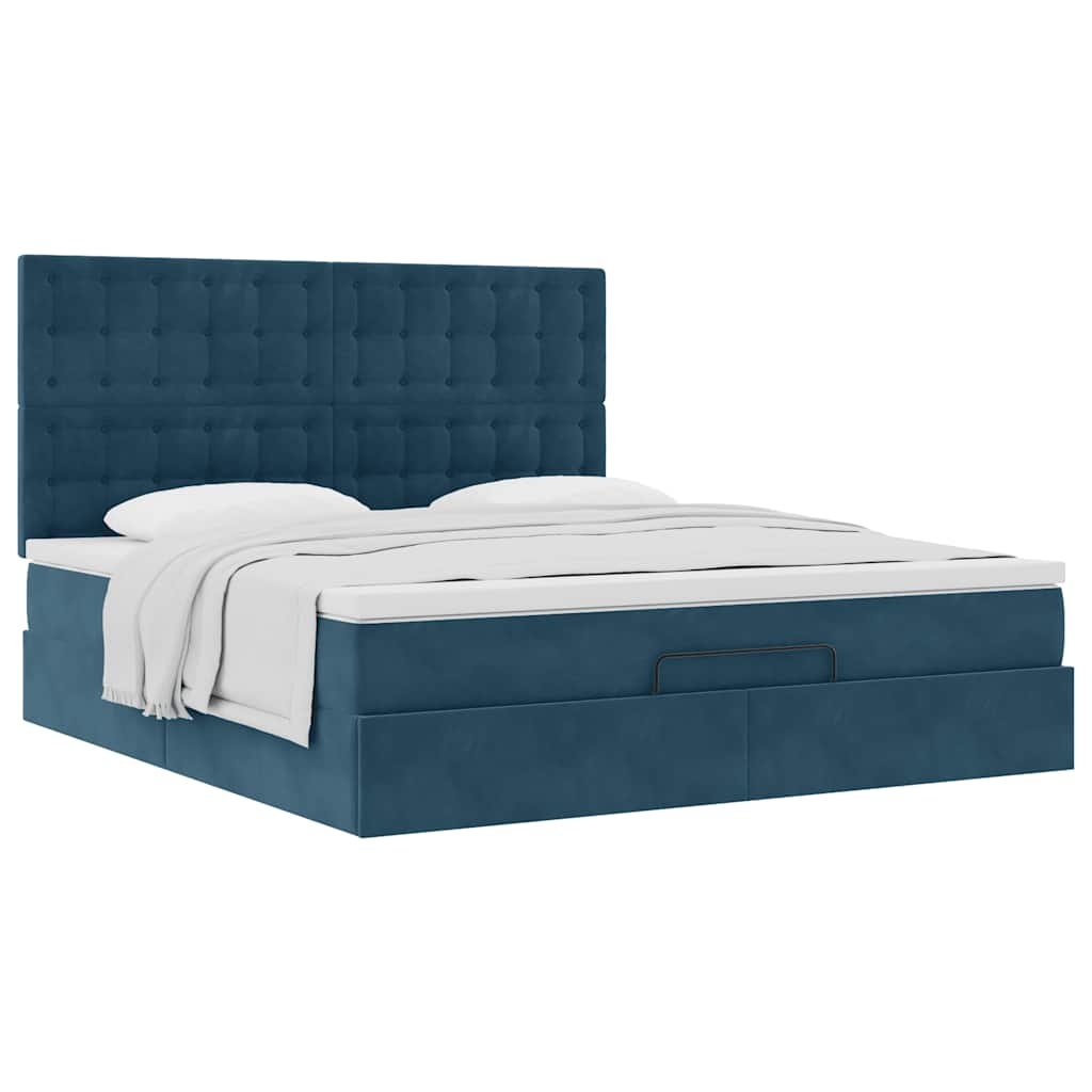 Okvir kreveta s madracima tamnoplavi 160x200cm baršunasti