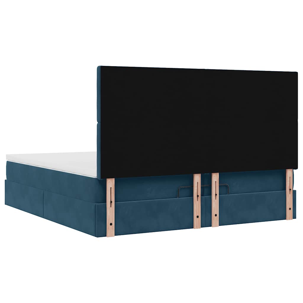 Otomanski okvir kreveta s madracima plavi 200x200cm baršunasti