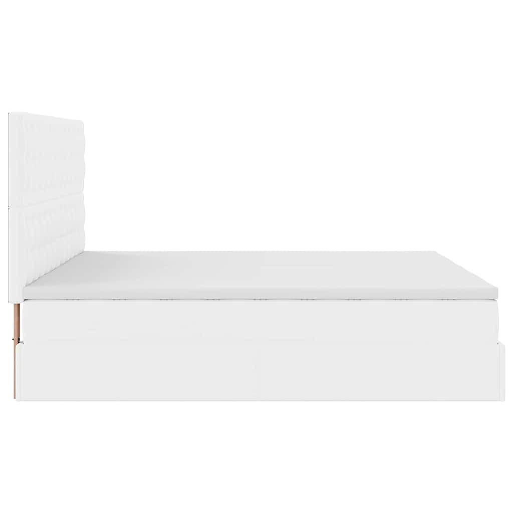 Ottoman krevet s madracima čisto bijeli 160x200 cm umjetna koža