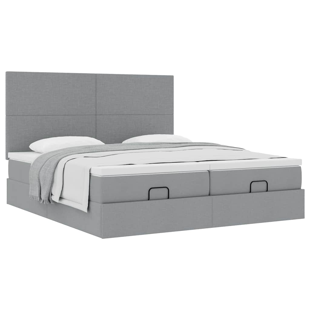 Okvir kreveta s madracima svijetlosivi 160x200cm od tkanine
