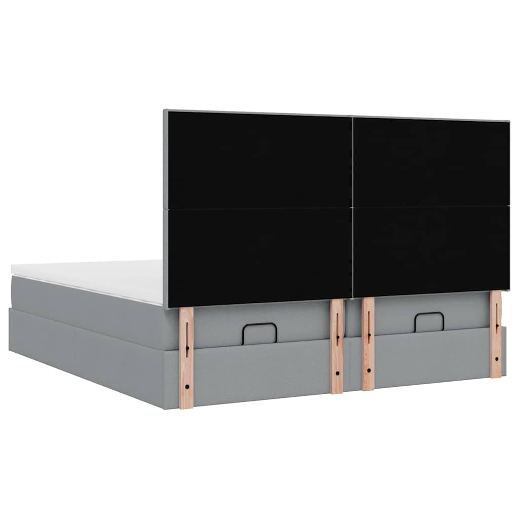 Okvir kreveta s madracima svijetlosivi 200x200cm od tkanine