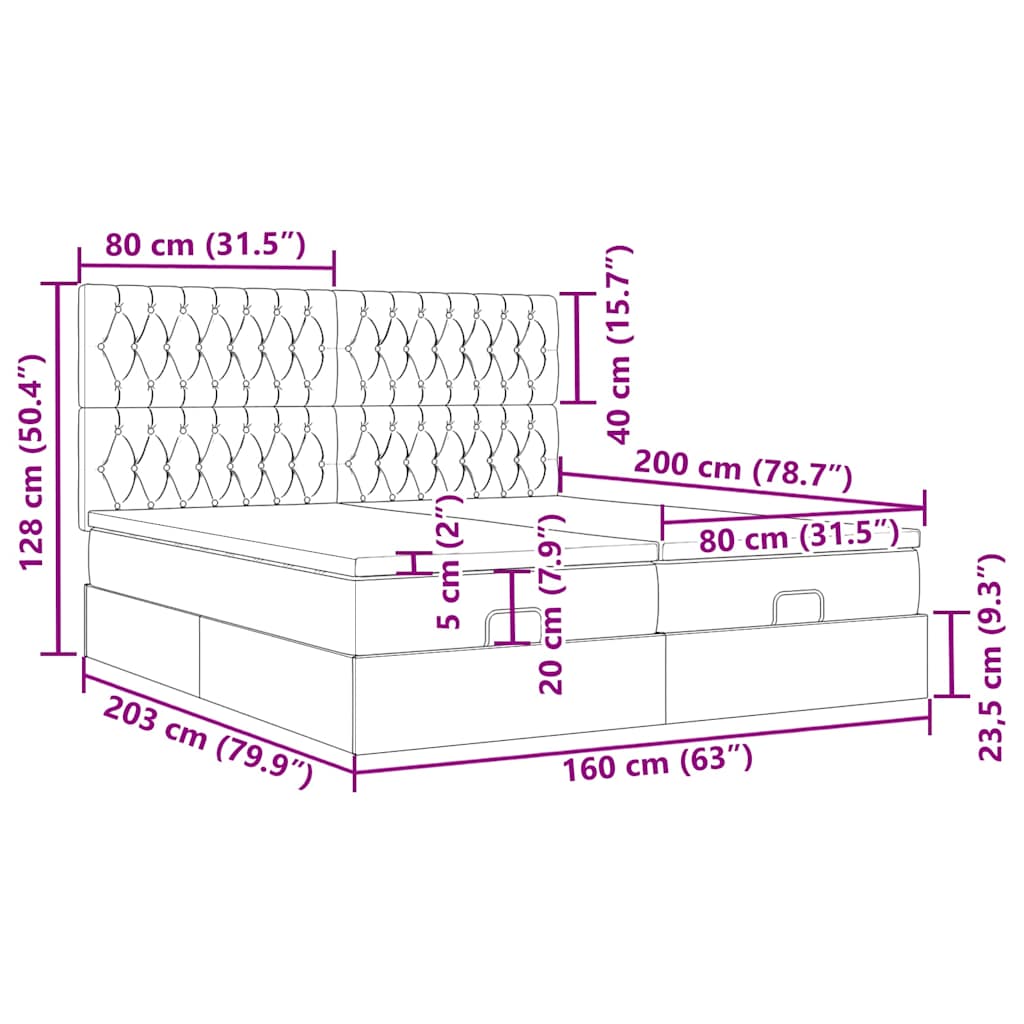 Okvir kreveta s madracima crni 160x200cm od tkanine