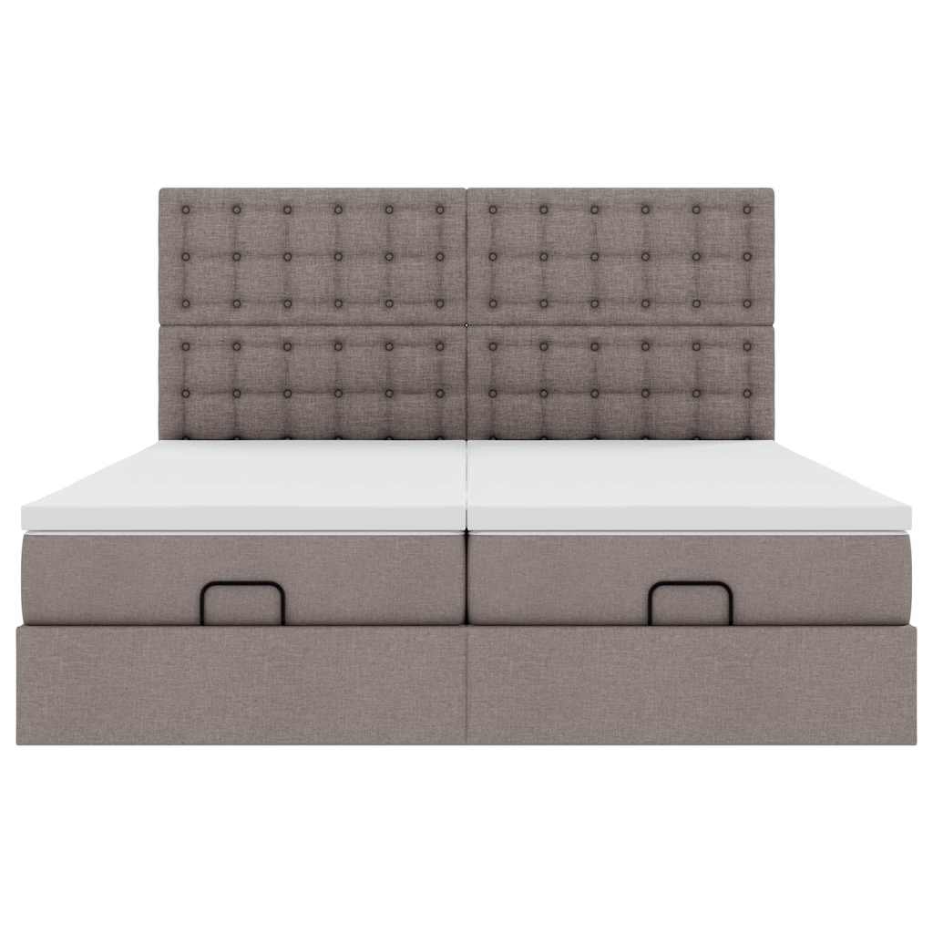 Ottoman krevet s madracima, taupe 160x200 cm, tkanina