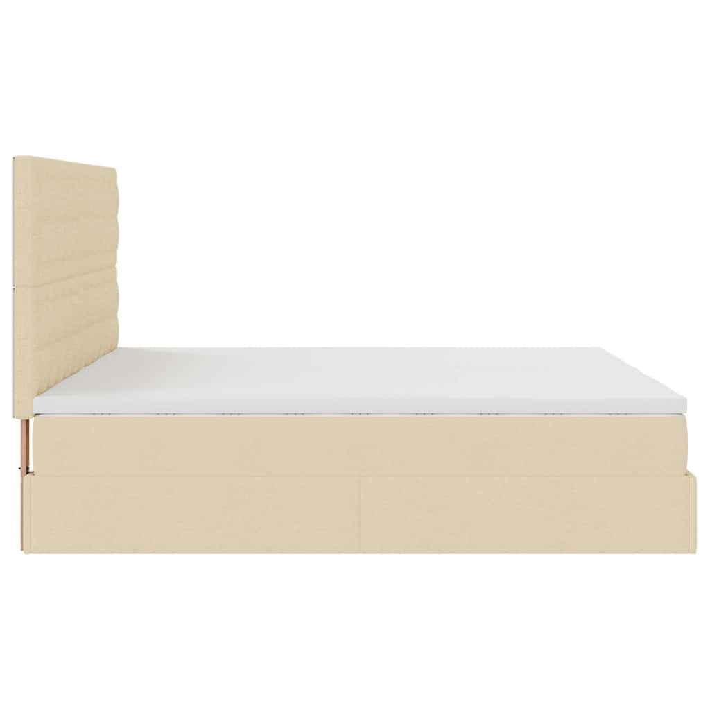 Otomanski okvir kreveta s madracima krem 160x200cm od tkanine