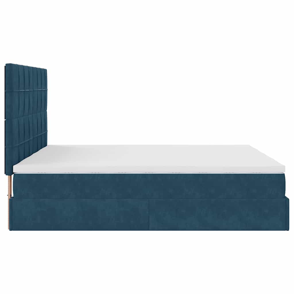 Okvir kreveta s madracima tamnoplavi 160x200cm baršunasti