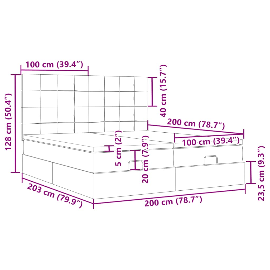 Okvir kreveta s madracima tamnosivi 200x200cm baršunasti