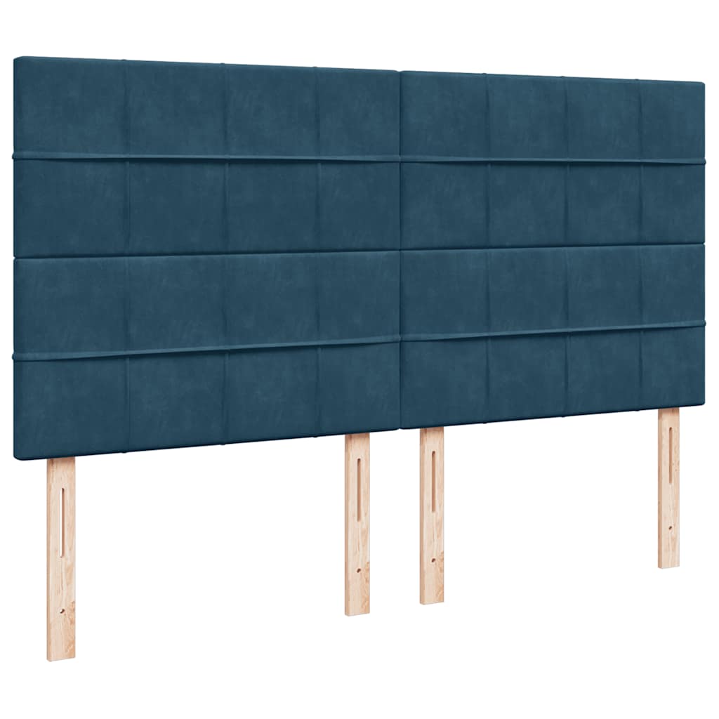 Otomanski okvir kreveta s madracima plavi 200x200cm baršunasti