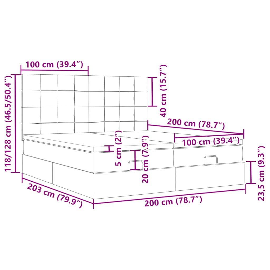 Okvir kreveta s madracima ružičasti 200x200cm baršunasti