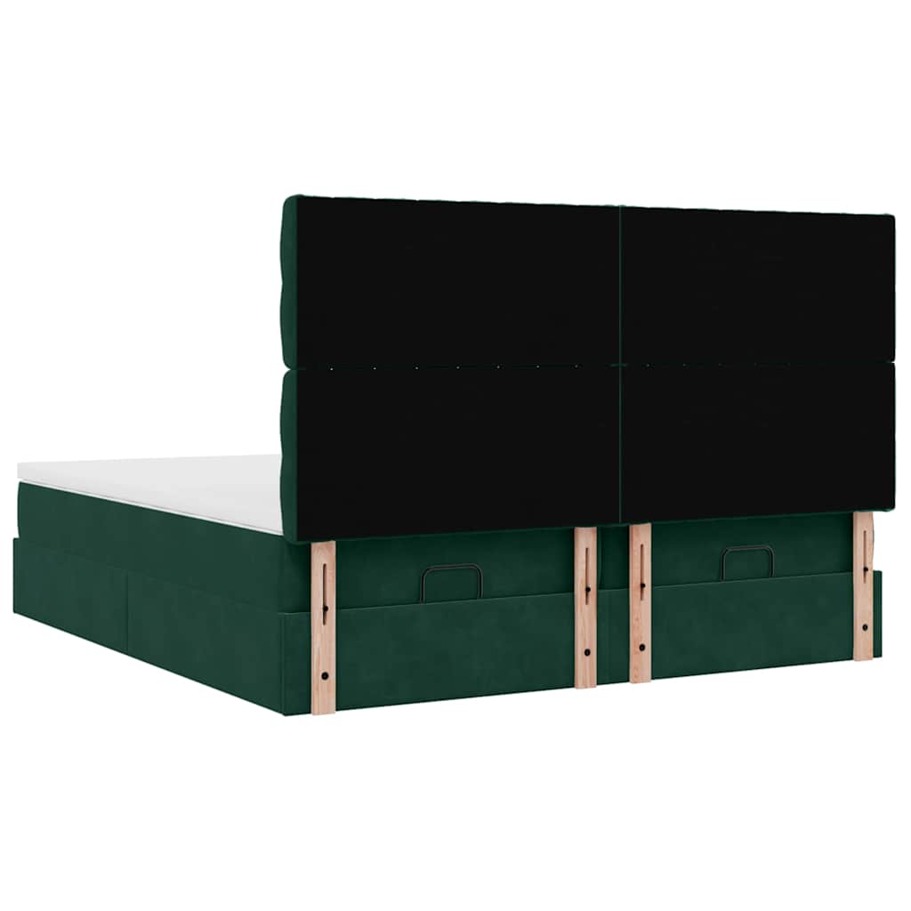 Okvir kreveta s madracima tamnozeleni 160x200cm baršunasti