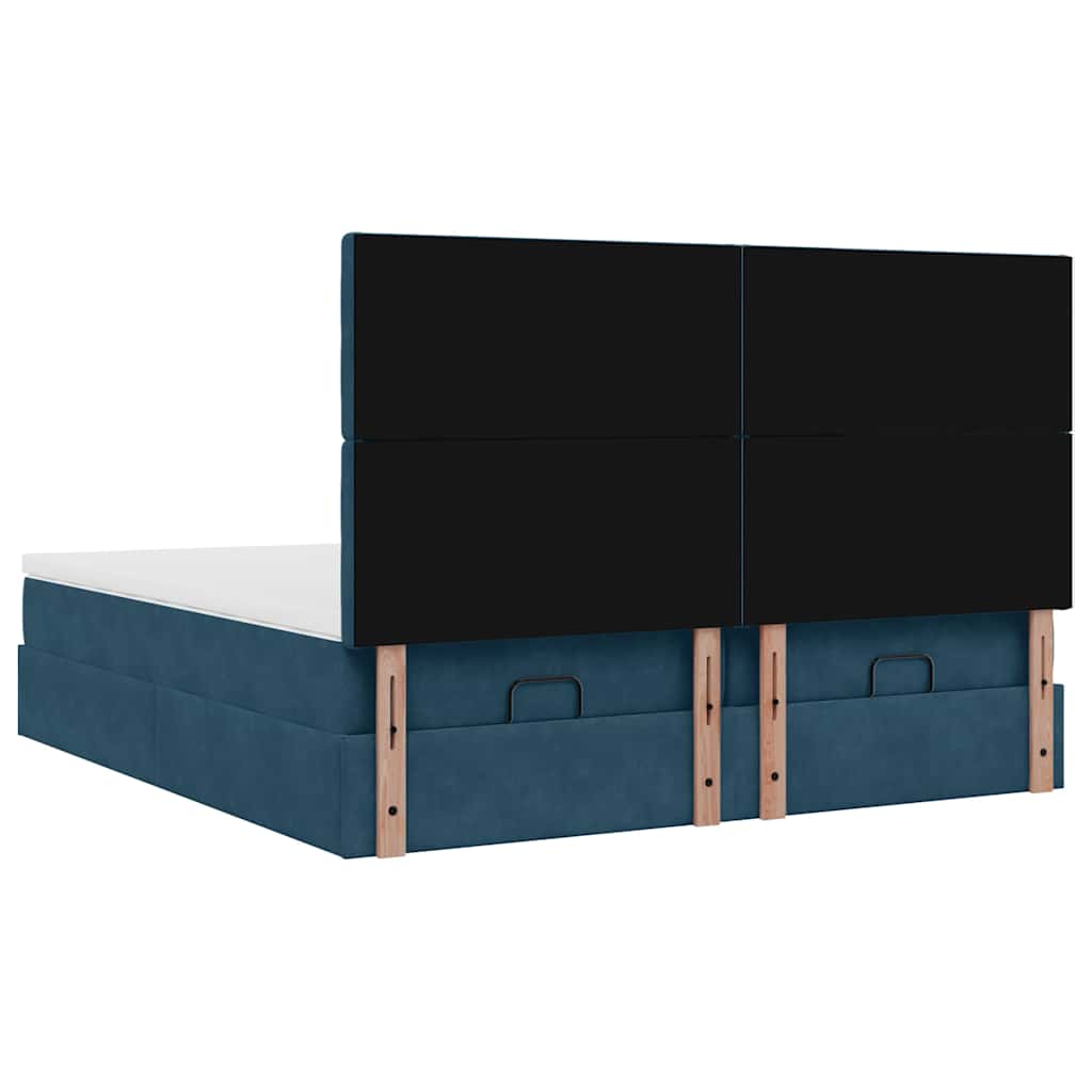 Otomanski okvir kreveta s madracima plavi 180x200cm baršunasti