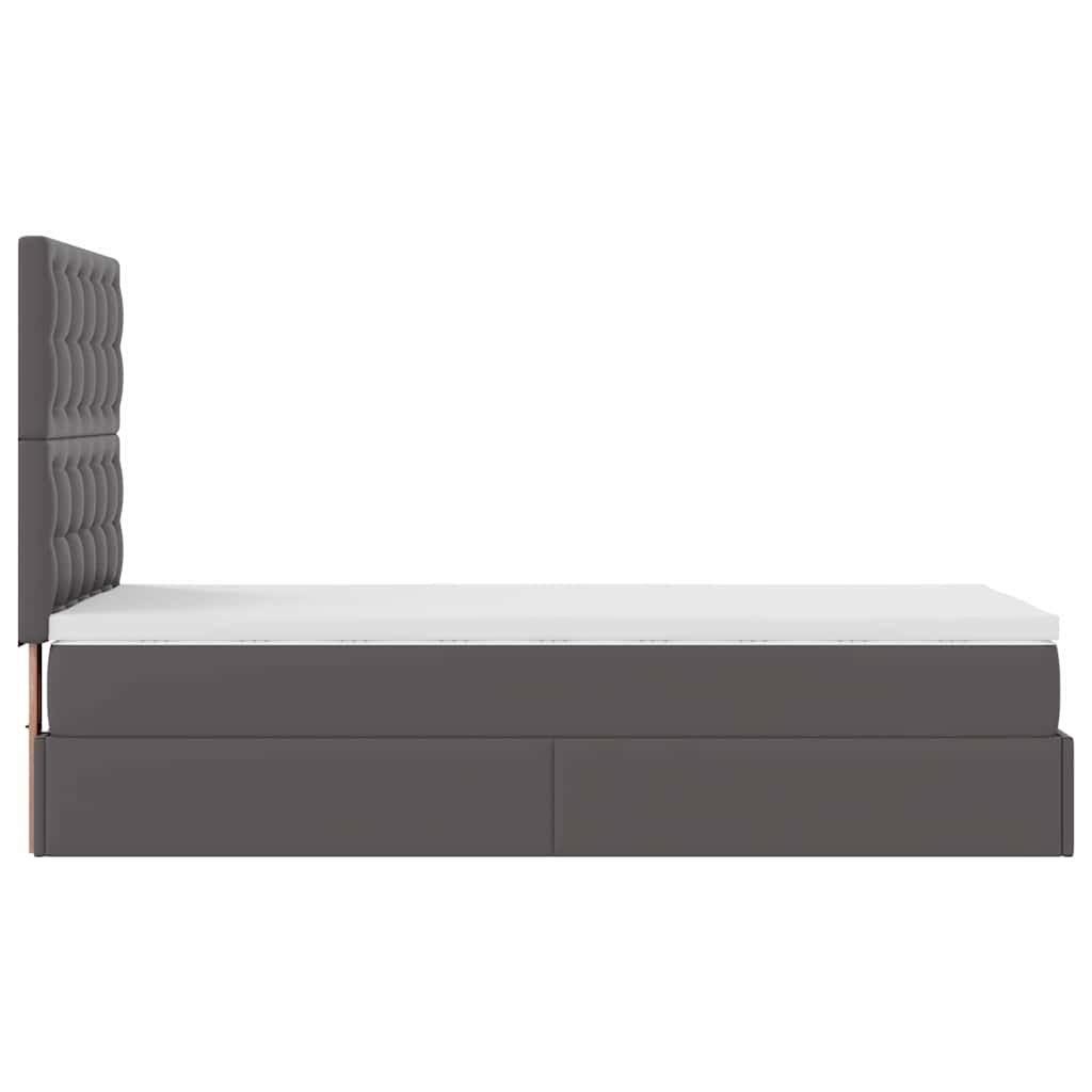 Otomanski okvir kreveta s madracem sivi 80x200cm umjetna koža