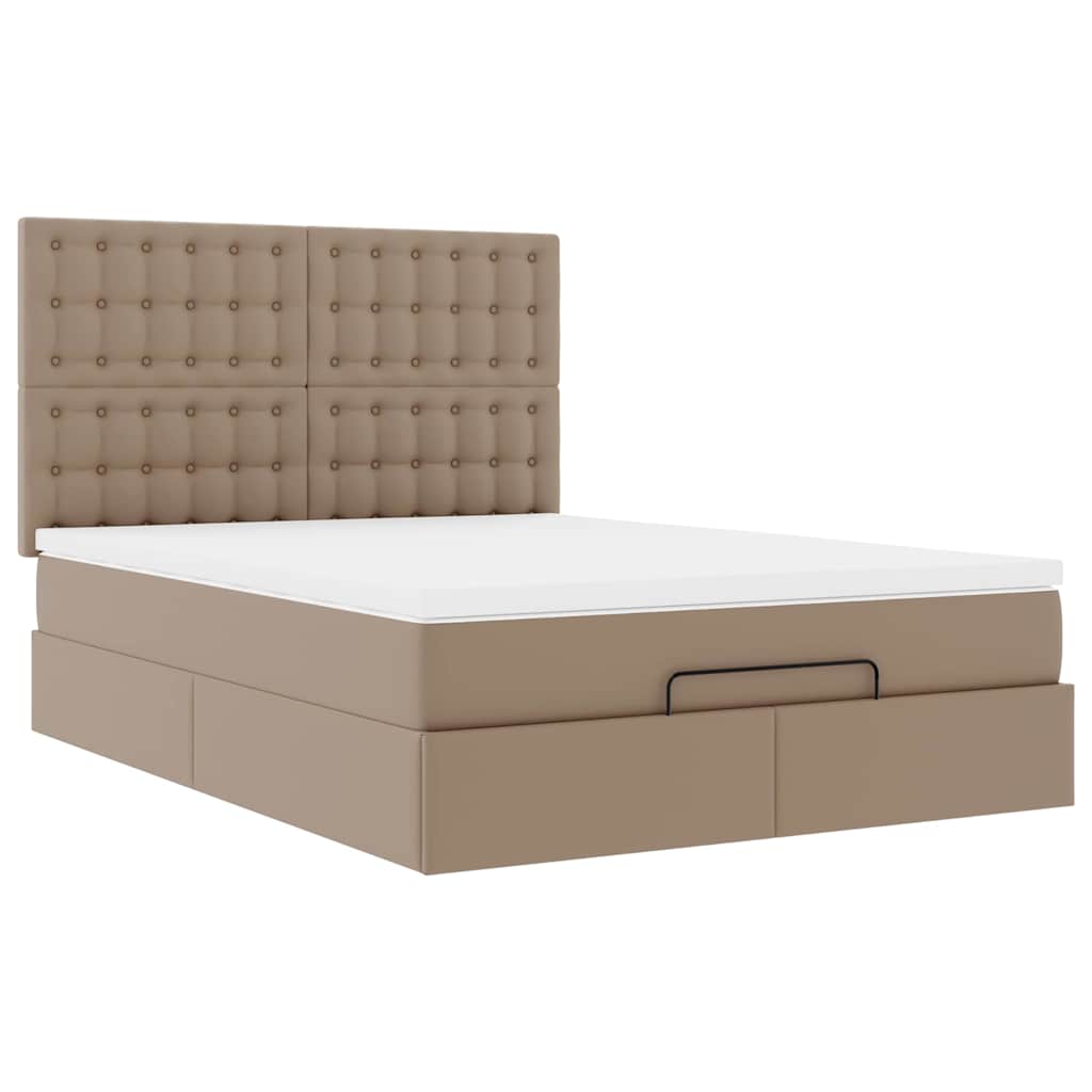 Ottoman krevet s madracem i LED diodama Cappuccino 140x190 cm umjetna koža
