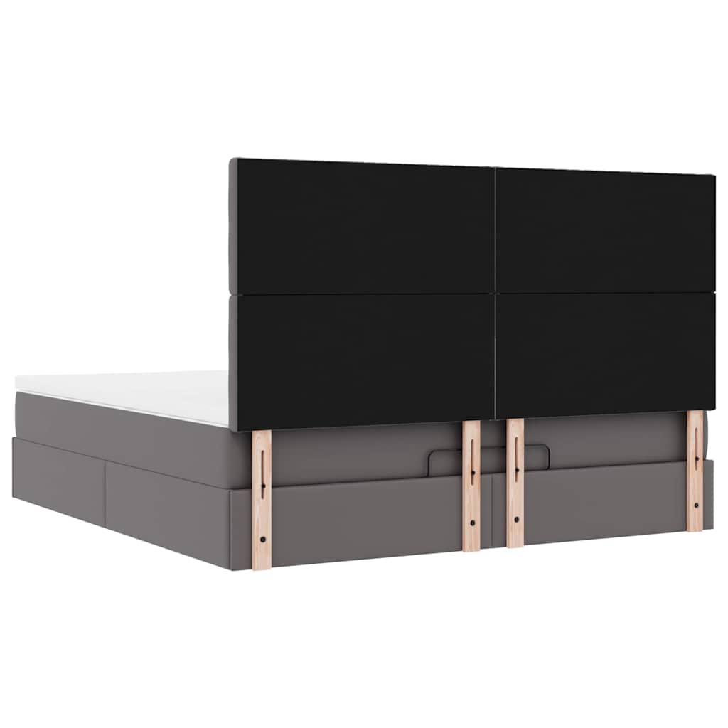 Otomanski okvir kreveta s madracem sivi 180x200cm umjetna koža