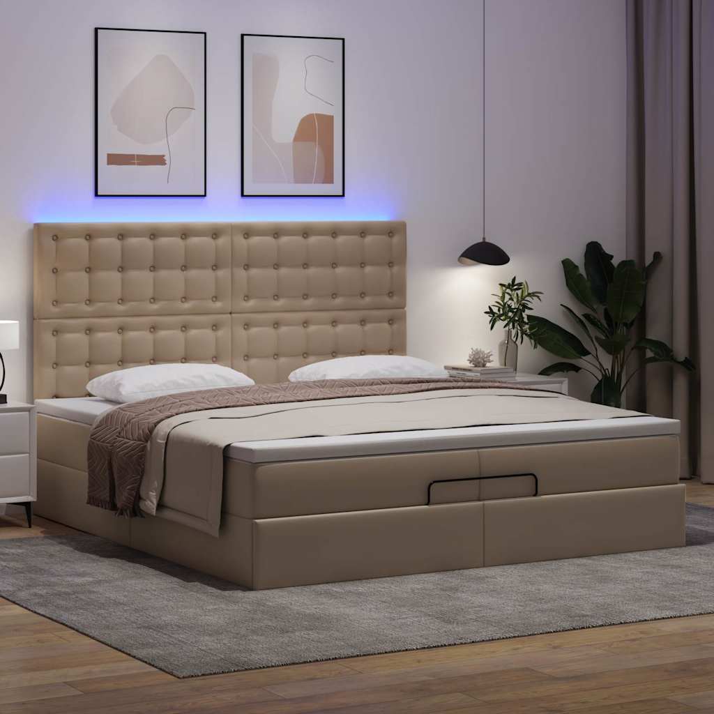 Okvir kreveta s madracima cappuccina 200x200 cm umjetna koža