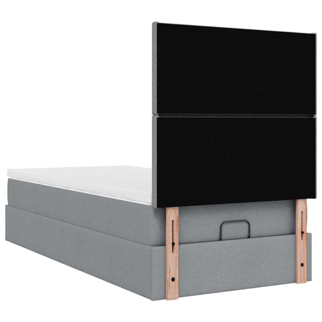 Otomanski krevet s madracem i LED svijetlosiva 80x200cm tkanina