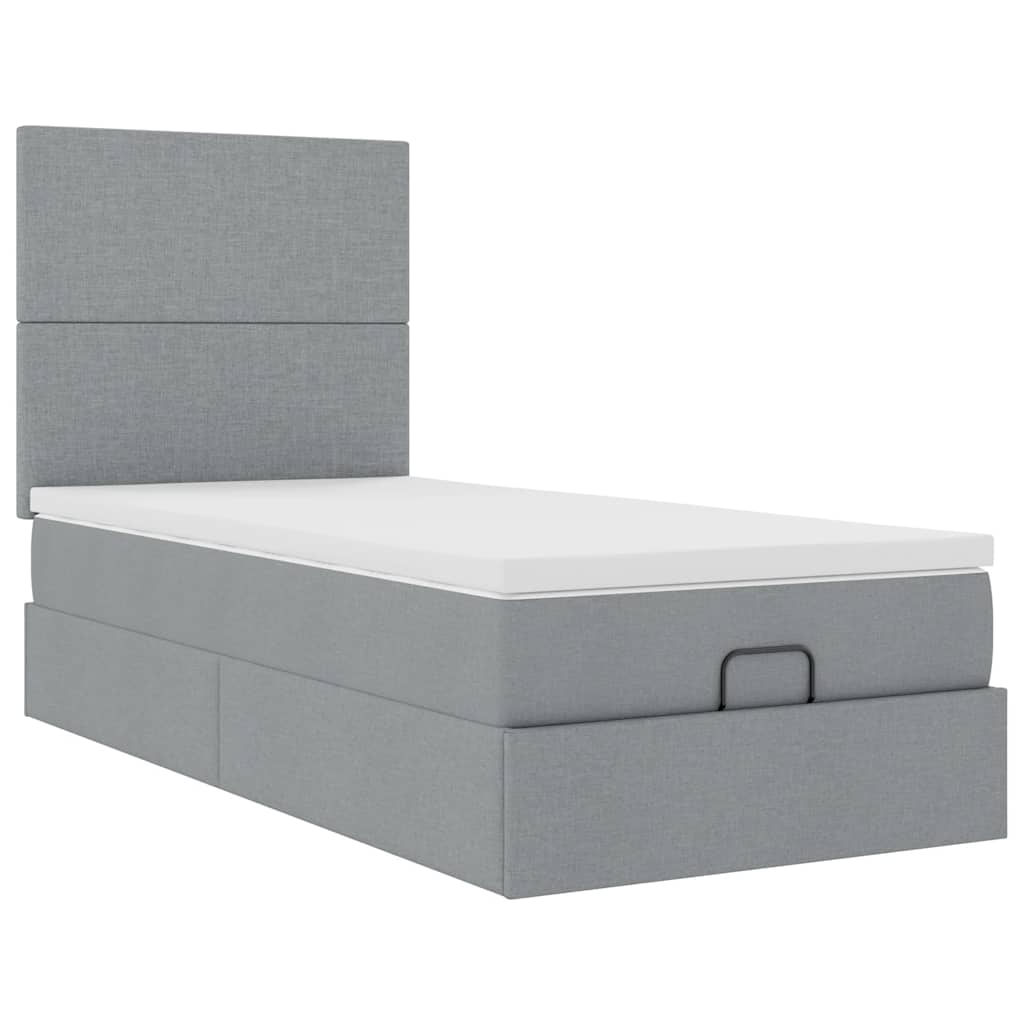 Otomanski krevet s madracem i LED svijetlosiva 80x200cm tkanina