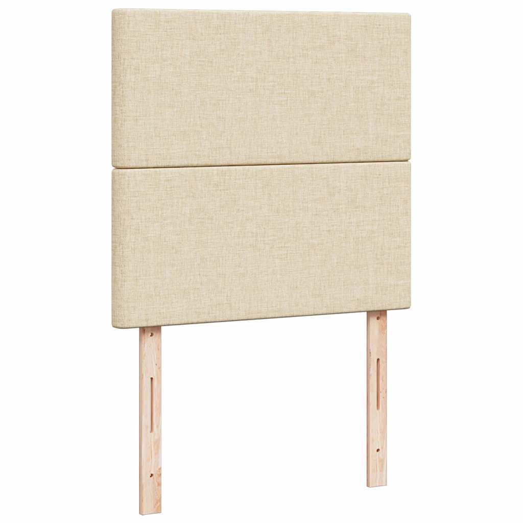 Otomanski krevet s madracem i LED krem 90x200 cm tkanine