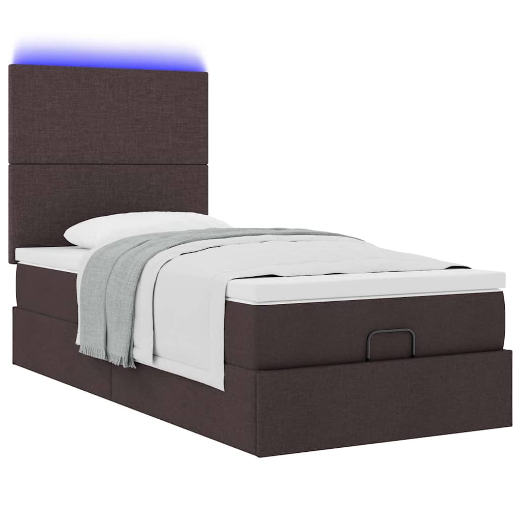 Otomanski okvir kreveta s madraca tamnosmeđi 100x200cm tkanine