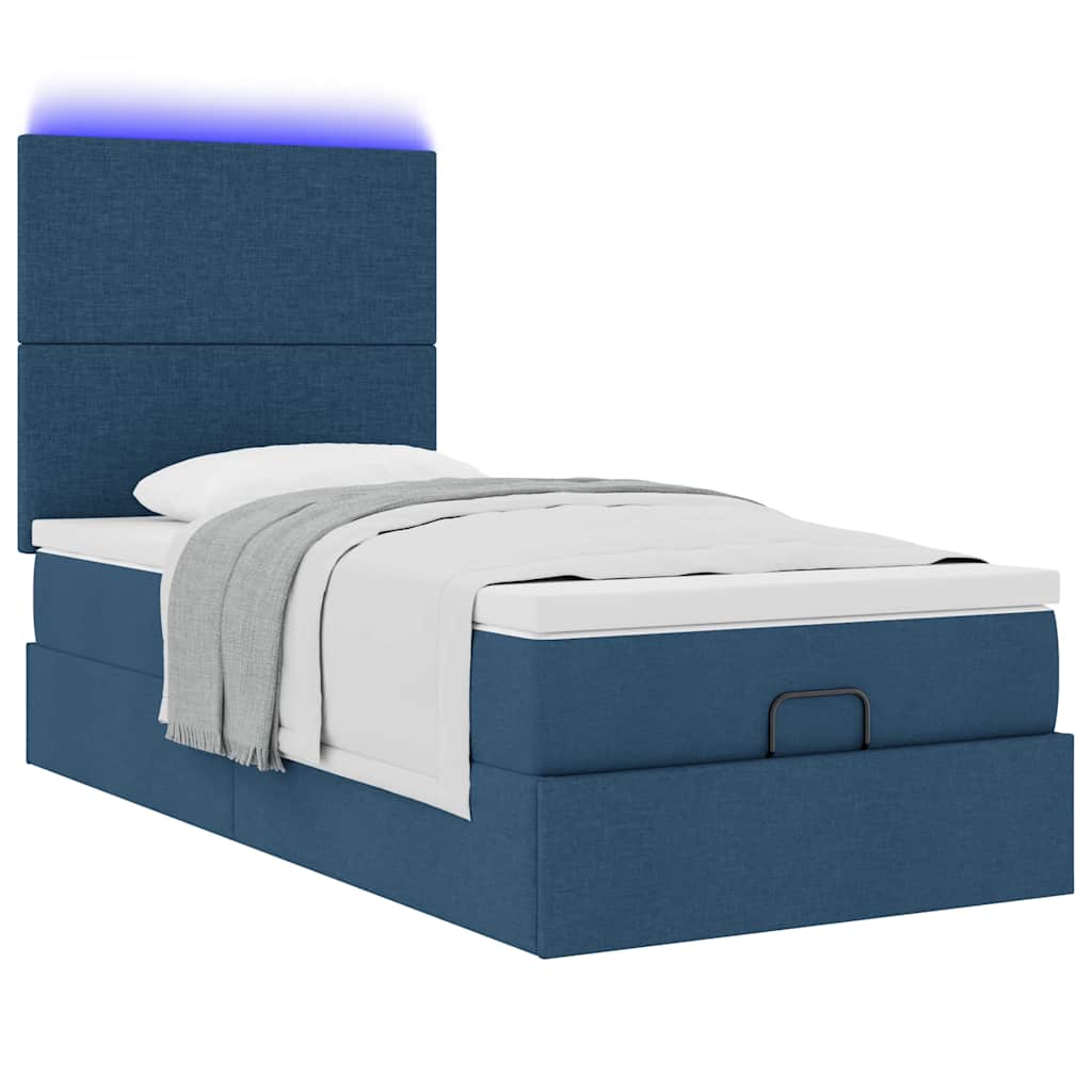 Otomanski krevet s madracem i LED plavi 100x200 cm tkanine