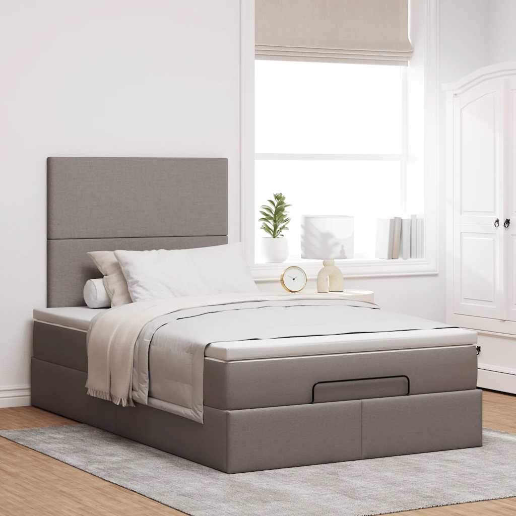 Otomanski krevet madracem i LED Taupe 120x190 cm tkanina
