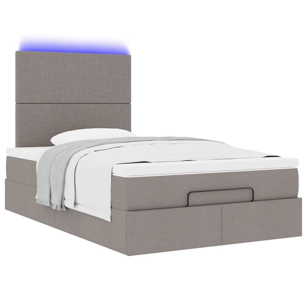 Otomanski krevet madracem i LED Taupe 120x190 cm tkanina