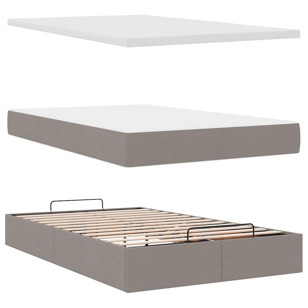 Otomanski krevet madracem i LED Taupe 120x190 cm tkanina