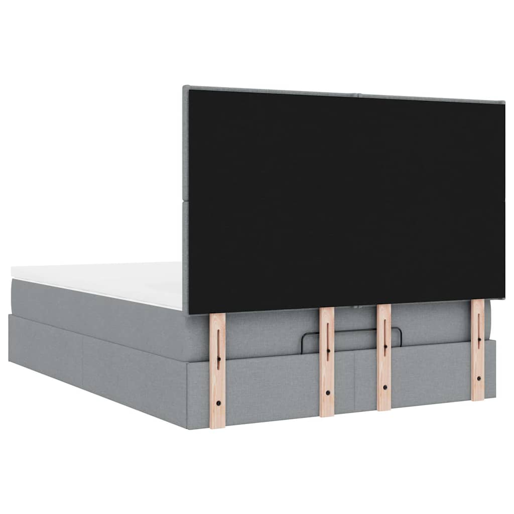 Otomanski krevet s madracem&LED svijetlosivi 140x190 cm tkanine