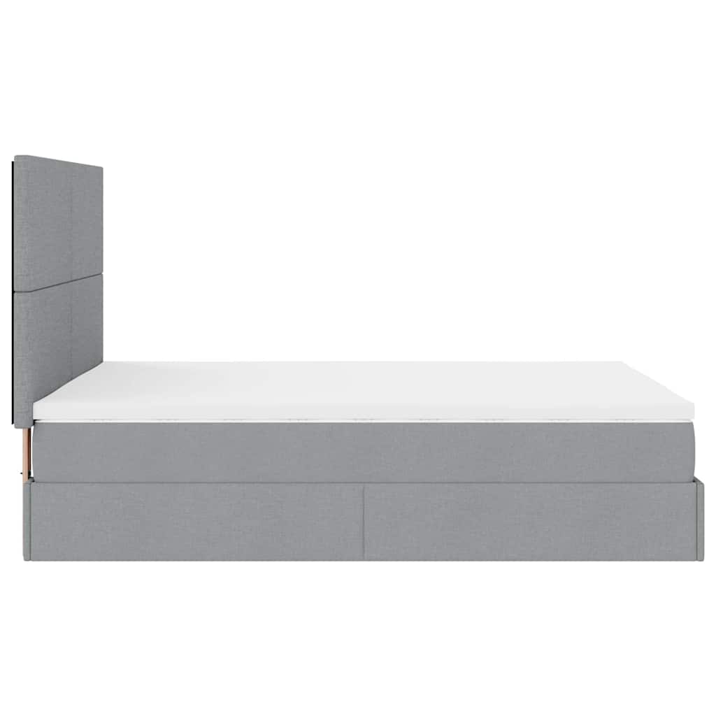 Otomanski krevet s madracem&LED svijetlosivi 140x190 cm tkanine