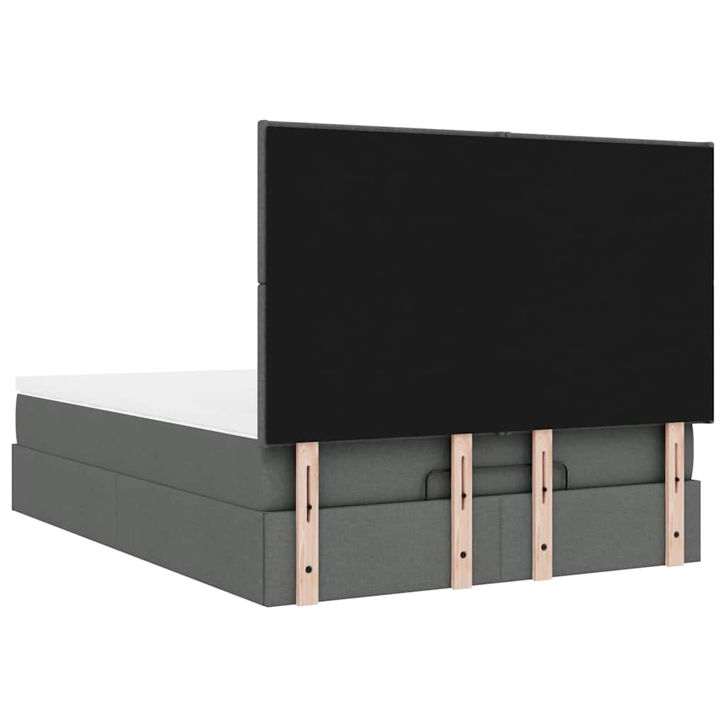 Otomanski krevet s madracem i LED tamnosivi 140x190 cm tkanine