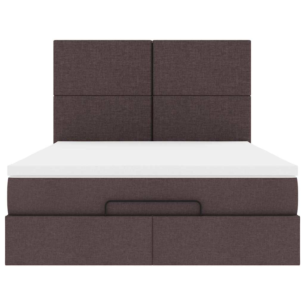 Otomanski krevet s madracem i LED tamnosmeđi 140x190 cm tkanine