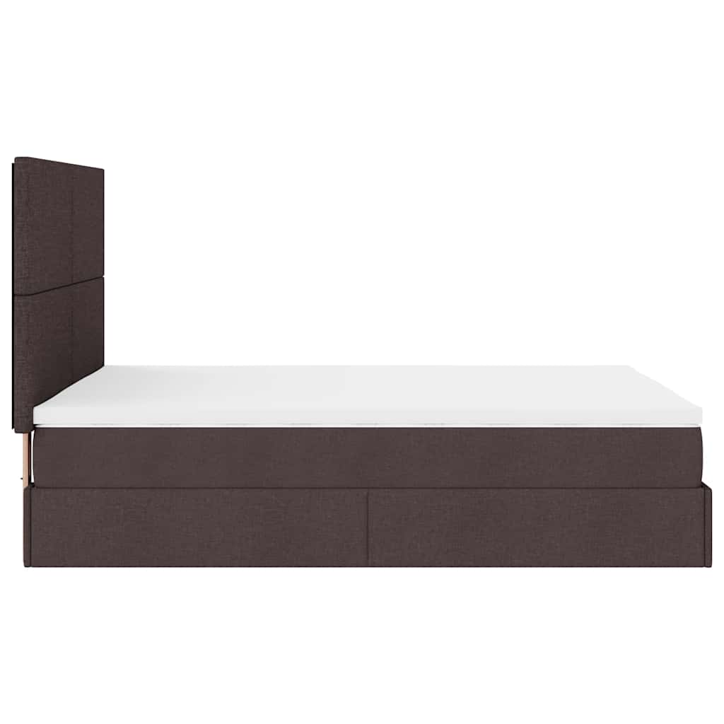 Otomanski krevet s madracem i LED tamnosmeđi 140x190 cm tkanine