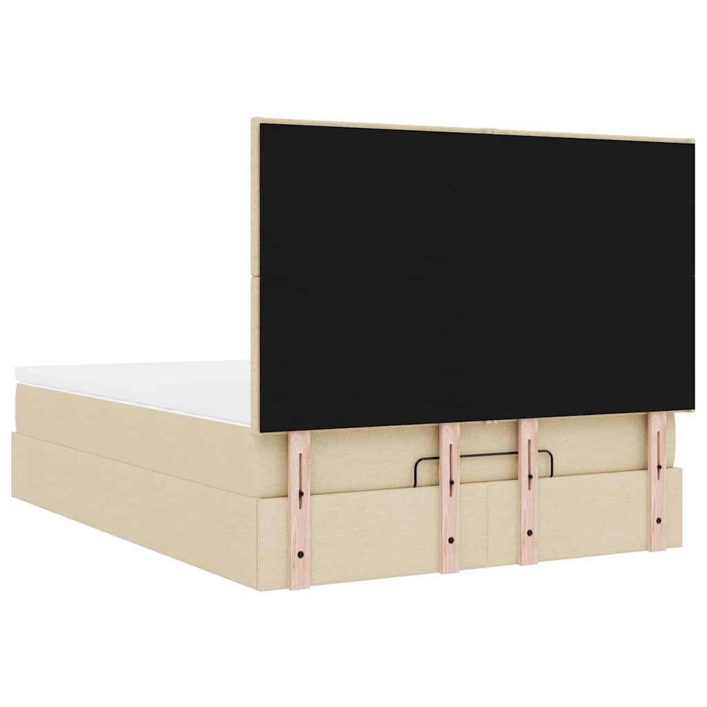 Otomanski krevet s madracem i LED krem 140x190 cm tkanine