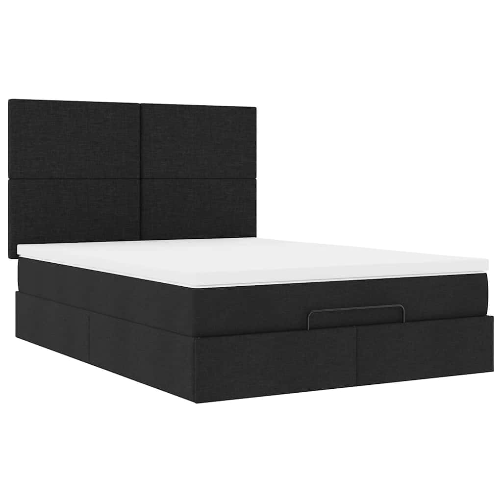Otomanski krevet s madracem i LED crni 140x200 cm od tkanine