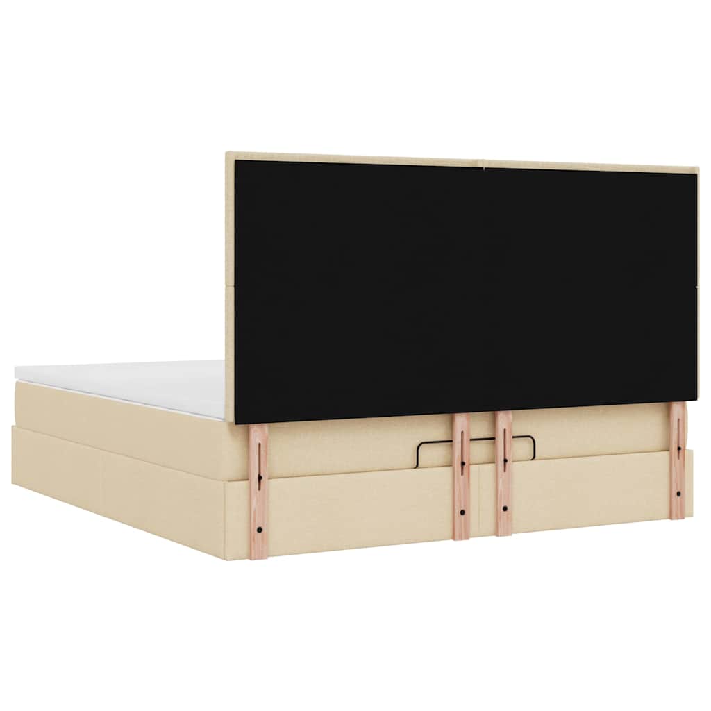 Otomanski krevet s madracem i LED krem 160x200cm tkanine