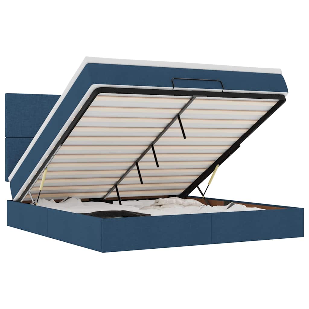 Otomanski krevet s madracem i LED plavi 160x200cm tkanine
