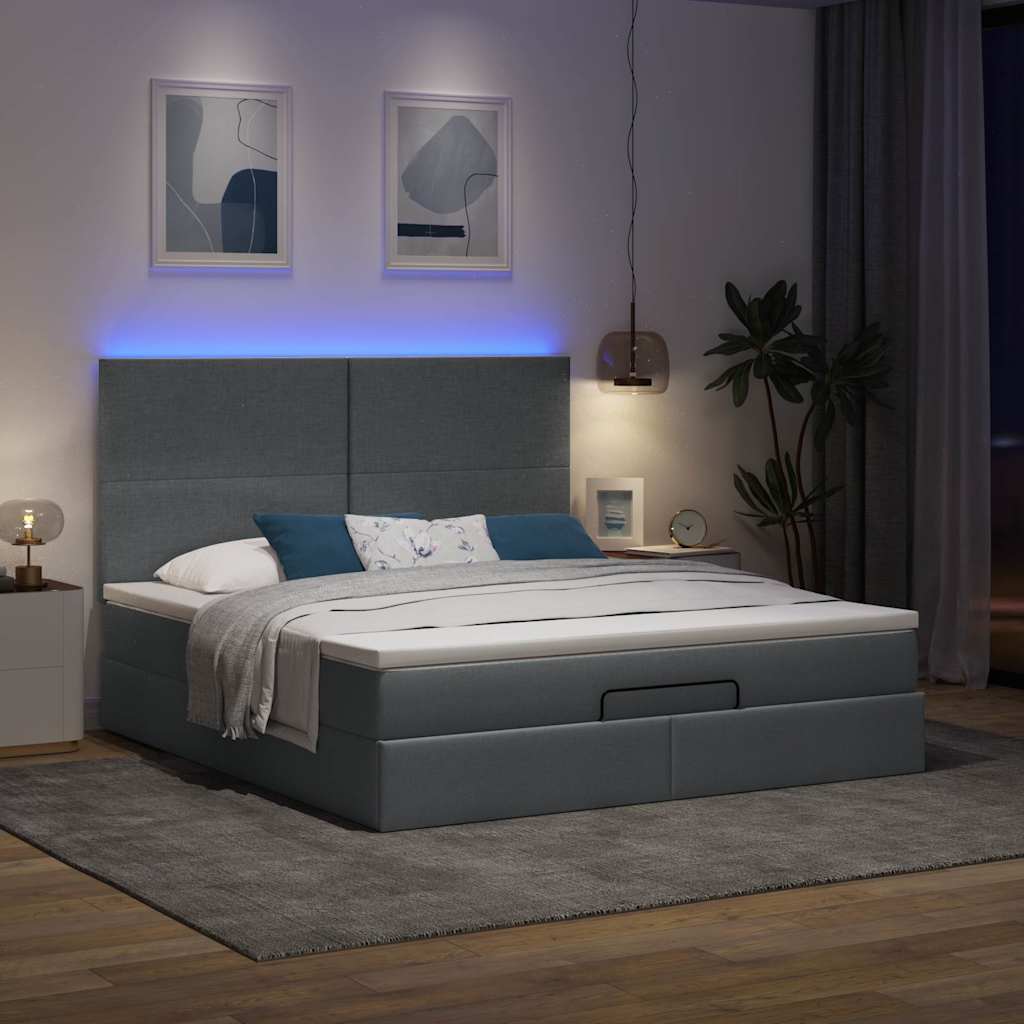 Otomanski krevet s madracem i LED tamnosivi 180x200cm tkanine