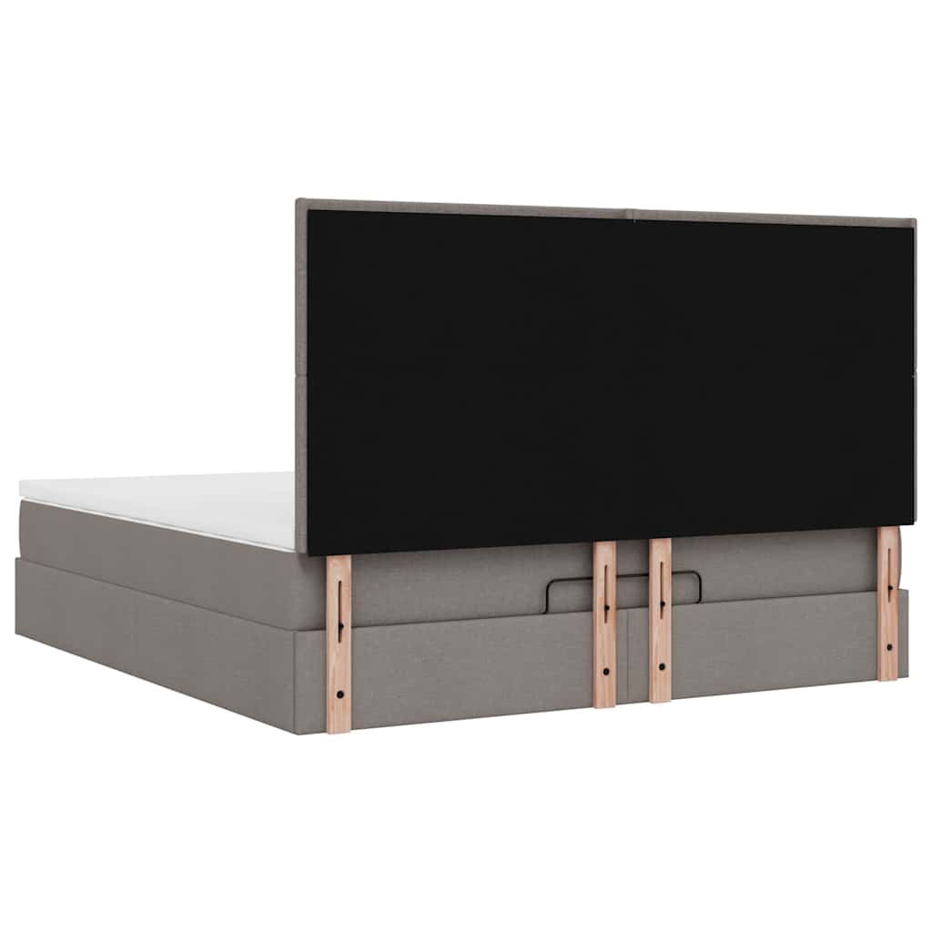Otomanski krevet s madracem i LED smeđesivi 180x200 cm tkanine