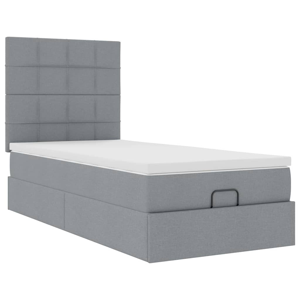 Otomanski krevet s madracem i LED svijetlosiva 80x200cm tkanina